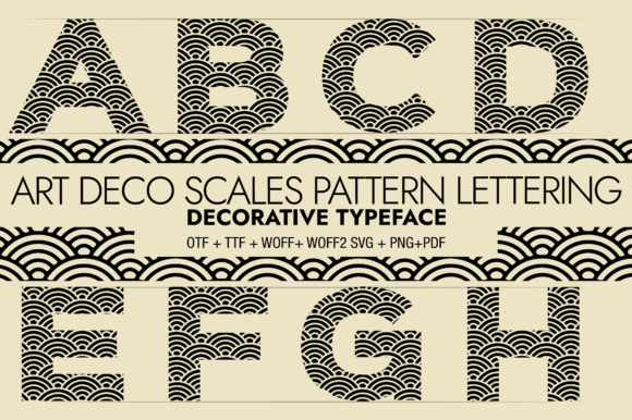 Art Deco Scales Pattern Lettering Font
